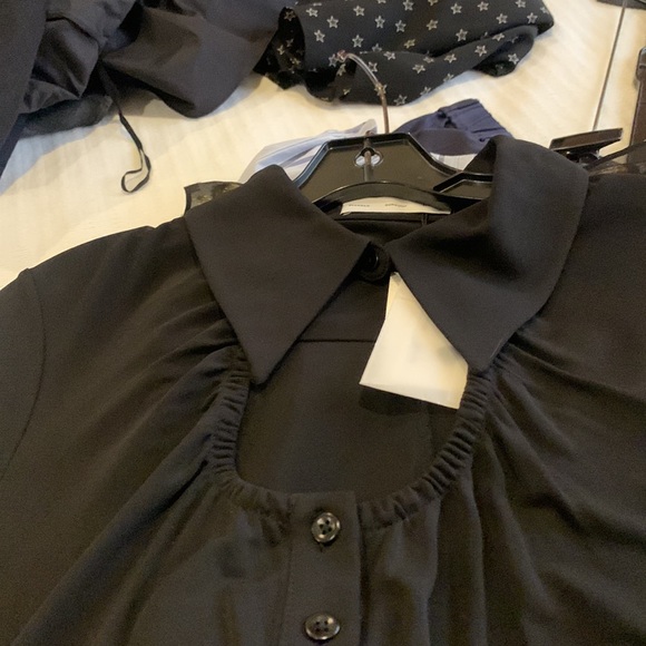 FINAL $ NWT Proenza Schouler White Label keyhole neck jersey blouse sz 10 black - Picture 2 of 4